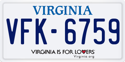 VA license plate VFK6759