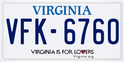 VA license plate VFK6760