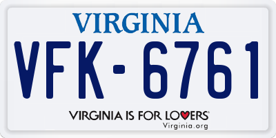VA license plate VFK6761