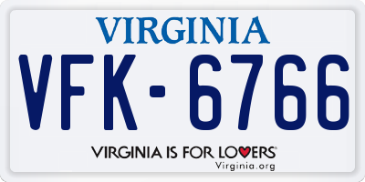 VA license plate VFK6766