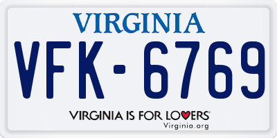 VA license plate VFK6769