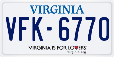 VA license plate VFK6770
