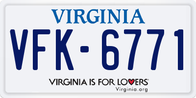 VA license plate VFK6771