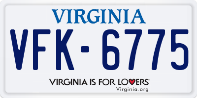 VA license plate VFK6775