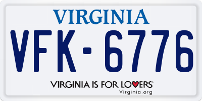 VA license plate VFK6776