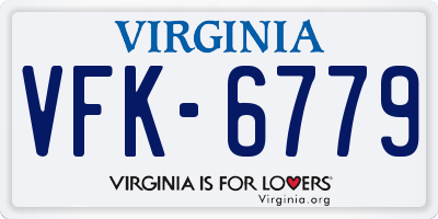 VA license plate VFK6779