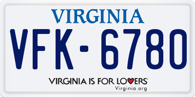 VA license plate VFK6780