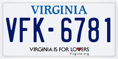 VA license plate VFK6781