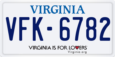 VA license plate VFK6782
