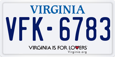 VA license plate VFK6783