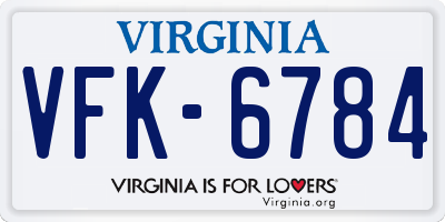 VA license plate VFK6784
