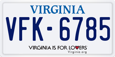 VA license plate VFK6785