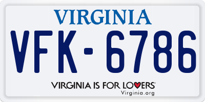 VA license plate VFK6786