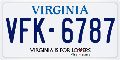 VA license plate VFK6787