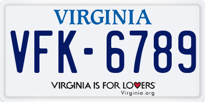 VA license plate VFK6789