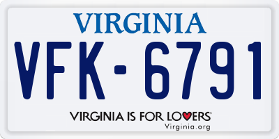 VA license plate VFK6791