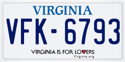 VA license plate VFK6793