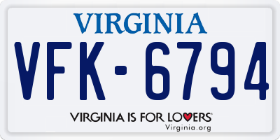 VA license plate VFK6794
