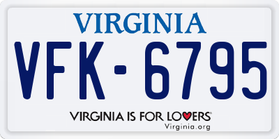 VA license plate VFK6795