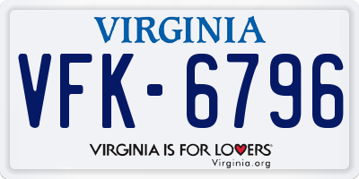 VA license plate VFK6796