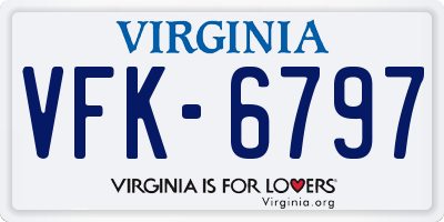 VA license plate VFK6797