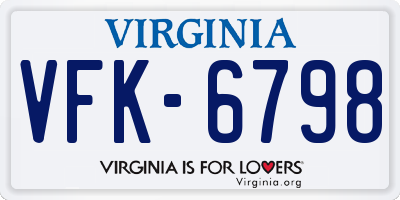 VA license plate VFK6798