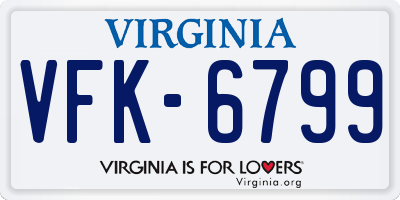 VA license plate VFK6799
