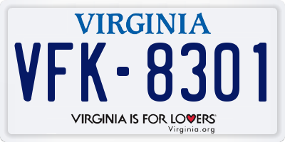 VA license plate VFK8301