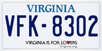 VA license plate VFK8302