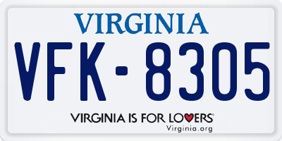 VA license plate VFK8305