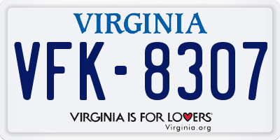 VA license plate VFK8307