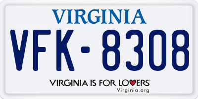 VA license plate VFK8308