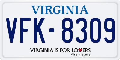VA license plate VFK8309