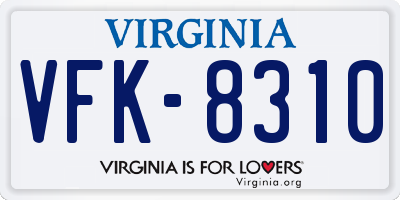 VA license plate VFK8310