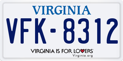 VA license plate VFK8312