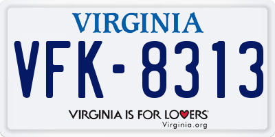 VA license plate VFK8313