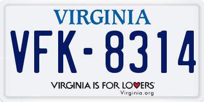 VA license plate VFK8314