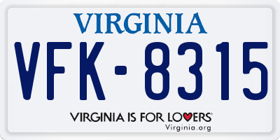 VA license plate VFK8315