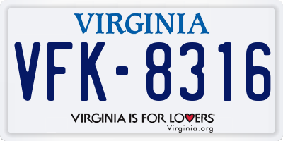 VA license plate VFK8316