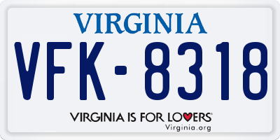 VA license plate VFK8318