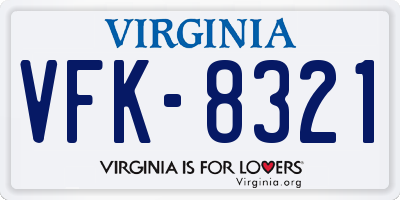 VA license plate VFK8321