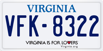 VA license plate VFK8322