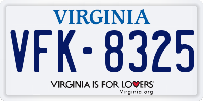 VA license plate VFK8325