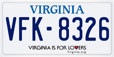 VA license plate VFK8326