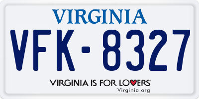 VA license plate VFK8327