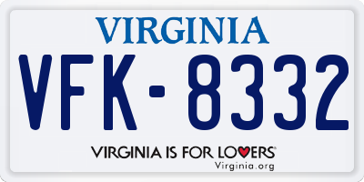 VA license plate VFK8332