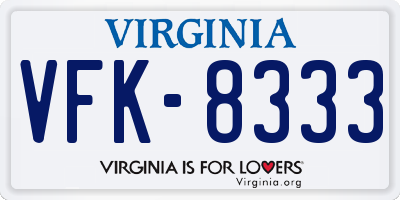 VA license plate VFK8333