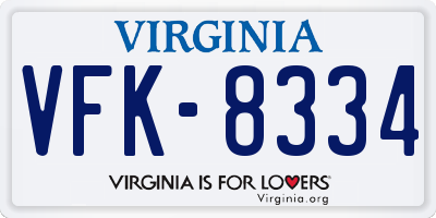 VA license plate VFK8334