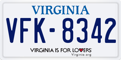 VA license plate VFK8342