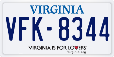 VA license plate VFK8344